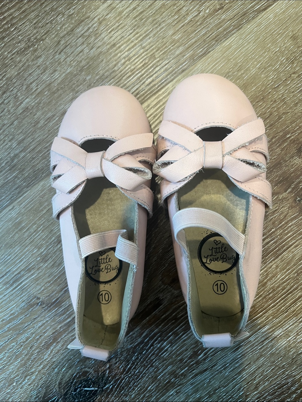 Little Love Bug Bow Mary Jane Flats Pink